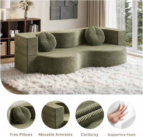 Sofá cama plegable para ahorrar espacio en apartamentos pequeños con dos cojines incluidos 5