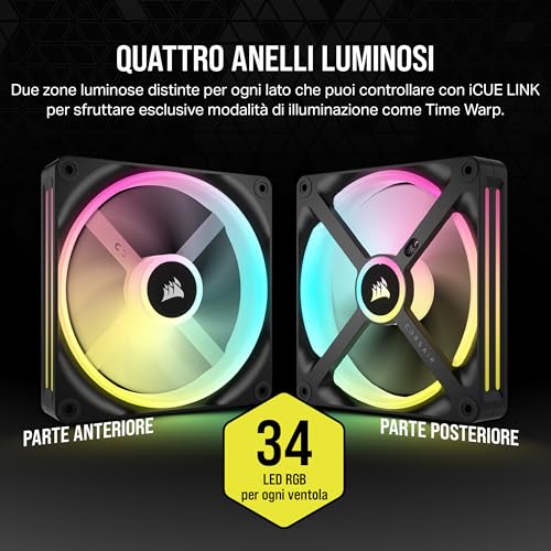 CORSAIR iCUE LINK QX140 RGB Cupola Magnetica da 140 mm Ventole - Doppio Ventole Starter Kit con iCUE LINK System Hub - Nero - Sistema di raffreddamento - Immagine 5