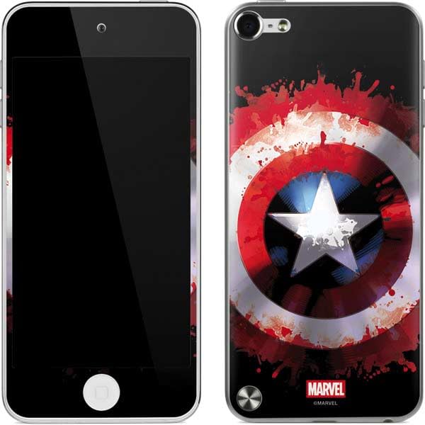 Skinit Decal MP3 Player Skin Compatible with iPod Touch (5th Gen&2012) - Officially Licensed Marvel Captain America Star Shield Design