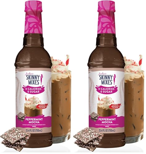 Image of Jordan's Skinny Mixes Sugar Free Coffee syrup,Holiday Peppermint Mocha Flavoring Syrup,0 Calorie Drink Mix for Lattes,Baking,Protein Shake /Cocktail, Dairy,Gluten Free,Kosher, 25.4 Fl Oz (Pack of 2)