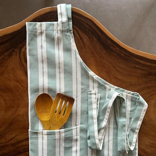 Image of Oak & Lily 100% Cotton Kitchen Apron | Fully washable with large front pocket | European quality | Made for Indian sizes