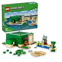 LEGO Minecraft The Turtle Beach House Toy with Animal Figures & Mobs, plus Accessories incl. a Crafting Table - Gaming Gift for 8+ Year Old Boys & Girls - 21254