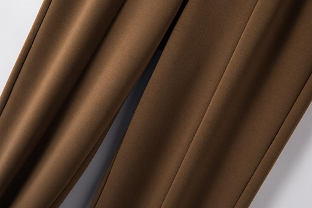 BROLEO Pantalones Harem Mujer Cintura Alta Pantalones con Cintura Elástica en la Espalda café Pantalones Largos Informales Palazzo con Bolsillos Pantalones Deportivos de Yoga Pantalones