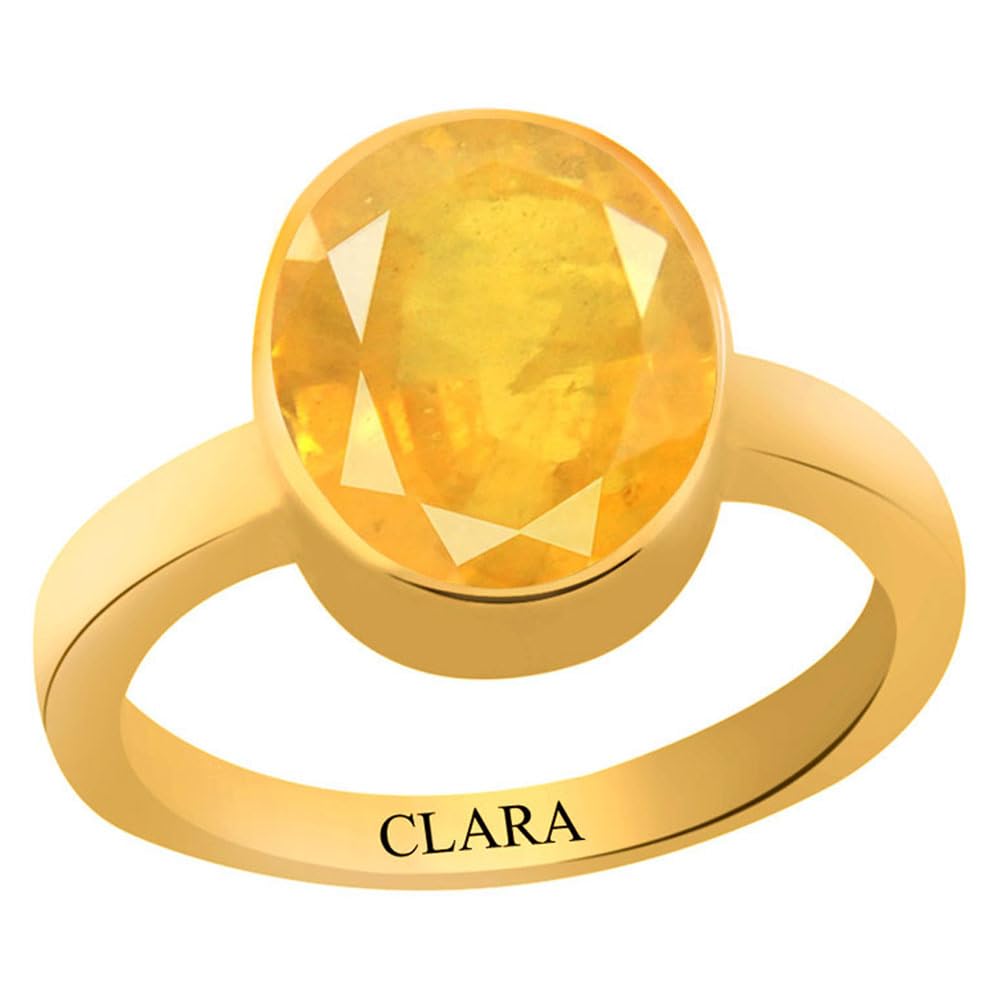 clara Certified Yellow Sapphire Pukhraj 7.5 carat or 8.25ratti Panchdhatu Astrology Ring for Men & Women-picture-14