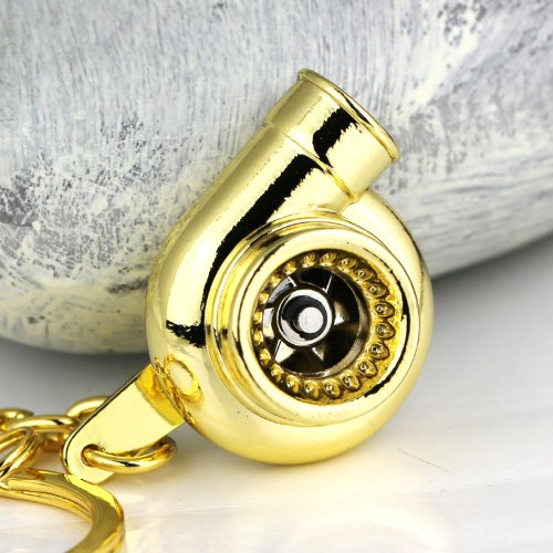 Image of maycom Creative Spinning New Turbo Turbocharger Keychain Key Chain Ring Keyring Keyfob (Gold Color)