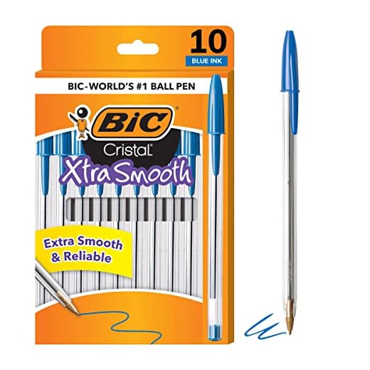BIC Cristal Xtra Smooth Ballpoint Pen, Medium Point (1.0mm), Blue, 10-Count