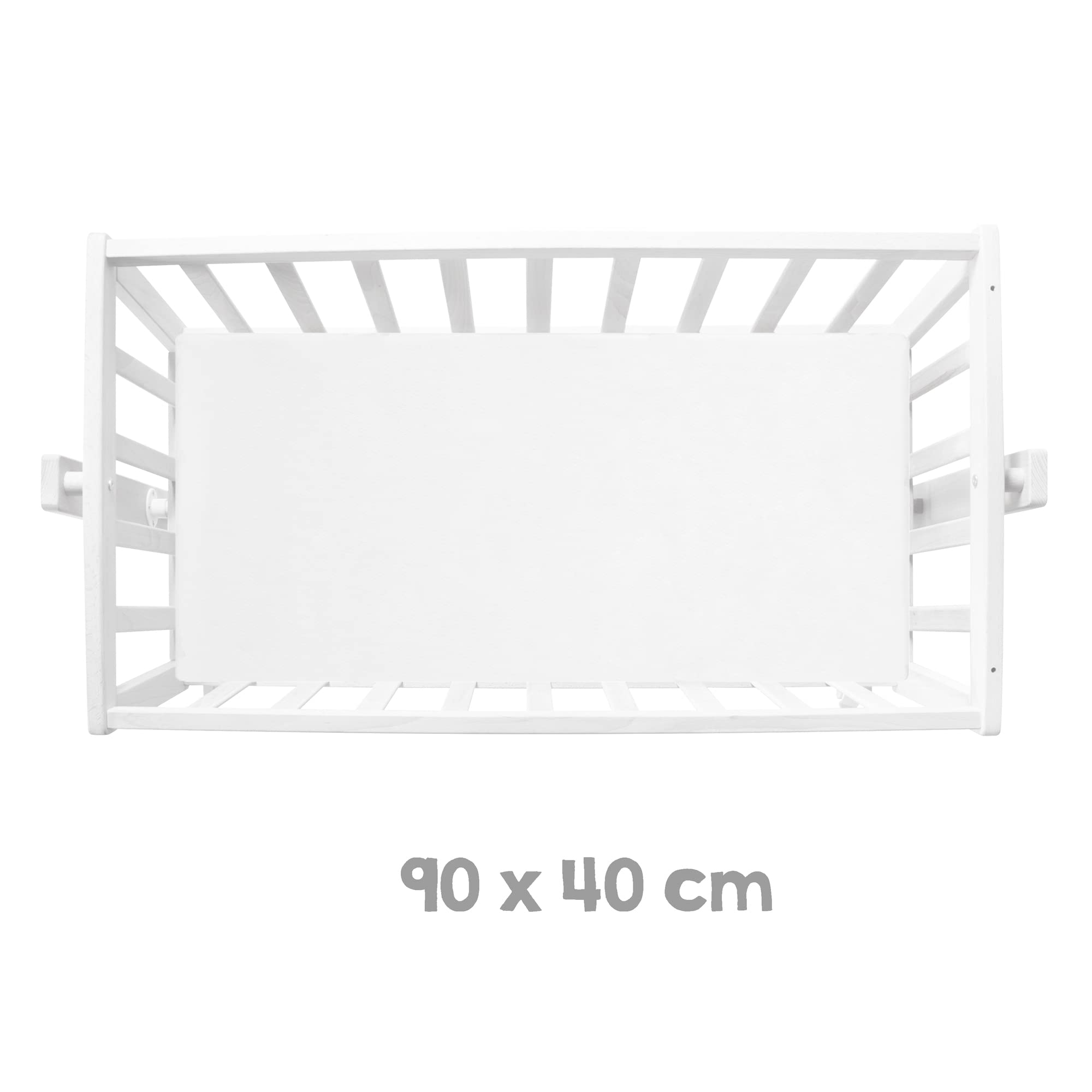 roba Babywiege inkl. Matratze 40 x 90 cm - Wiegefunktion mit Feststellknopf + Bremsrollensatz - Wiegen Set für Babys - Holz weiß