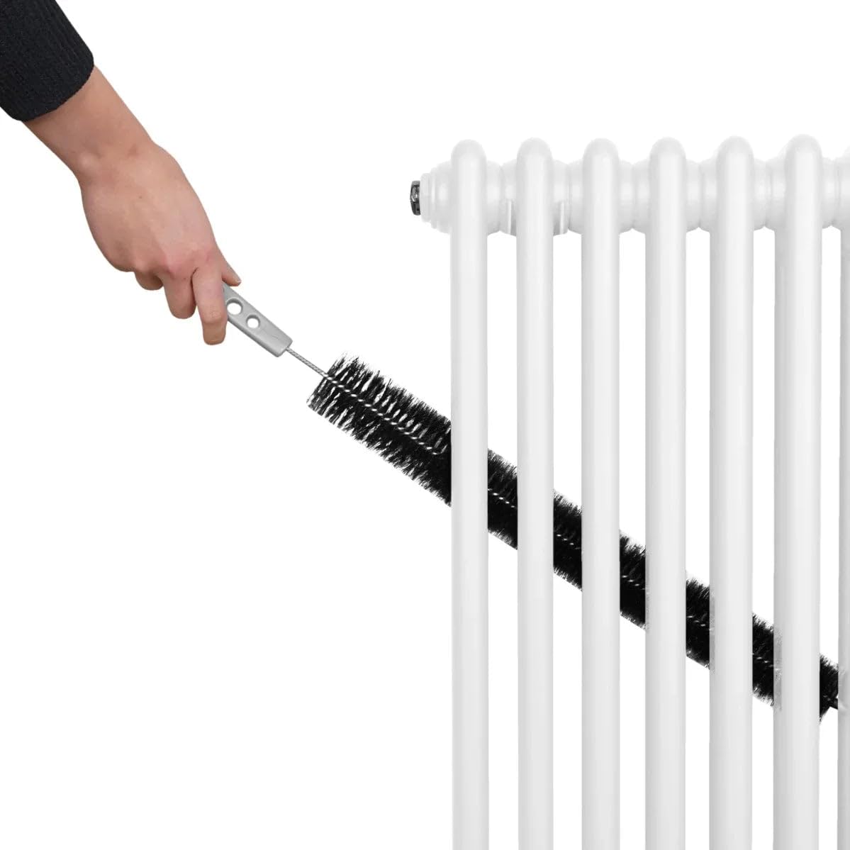 Tradycyjny grzejnik 2-kolumnowy 1500 mm x 202 mm nowoczesny grzejnik centralny z połyskiem biały stal węglowa pionowy montowany na ścianie kuchnia salon łazienka szczotka do czyszczenia zestaw