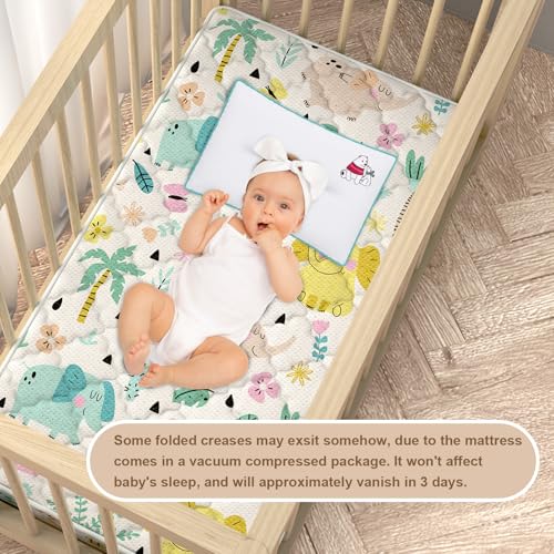 Moonlightfamily 5\" Standard Size Toddler Mattress, 52x27.5 inch, Elephant