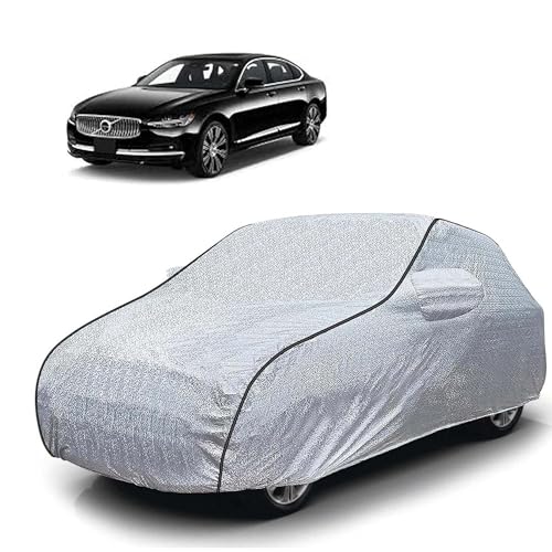 Image of Sulfar 100% Waterproof Car Body Cover Compatible with Mirror for Volvo S 90 (Triple Stitched, Full Bottom Elastic, Magic Silver with Black Piping)