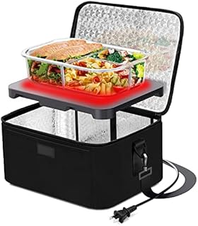 Aotto Portable Oven Personal Food Warmer - 110V Portable Mini Microwave Electric Heated Lunch Box for Work, Cooking and Reheating Meals in Office, Potlucks, Travel Hotel, Home Kitchen (Black)