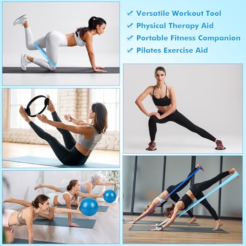 Goocrun Pilates Ring Set Exercise Equipment, with Exercise Resistance Bands Set, Pilates Ball, Sliding Disks. Portable Home Gym - with Fitness Guide Poster (Black) by Goocrun - Image 3
