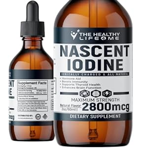 Nascent Iodine Organic | 2800mcg | Potassium Iodide | Iodine Supplement | Iodine Drops | Vegan | Clear Color | Large 2oz
