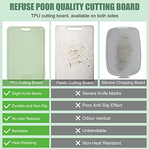 Gintan Tpu Cutting Board, Bpa-Free, With Knife And Juicegroove,Scratch Resistant Flexible Cutting Boards For Kitchen, Dishwasher Safe, Easy-Grip Handle, Non-Slip #TOP1
