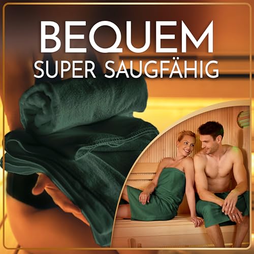 NatureMark 2er Pack SAUNATÜCHER Premium Qualität 80x200cm SAUNATUCH Sauna-Handtuch 100% Baumwolle Farbe: Dunkel Grün