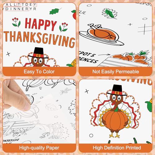Happy Thanksgiving Coloring Tablecloth for Kids Giant Thanksgiving Paper Activity Table Co - image 5