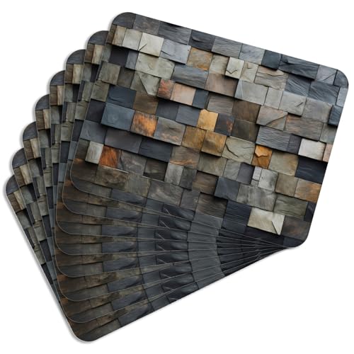 Mg Design Lot de 8 Sets de Table en liège – Stone Mosaic – 30 × 40 cm – résistants à la Chaleur, faciles à Nettoyer