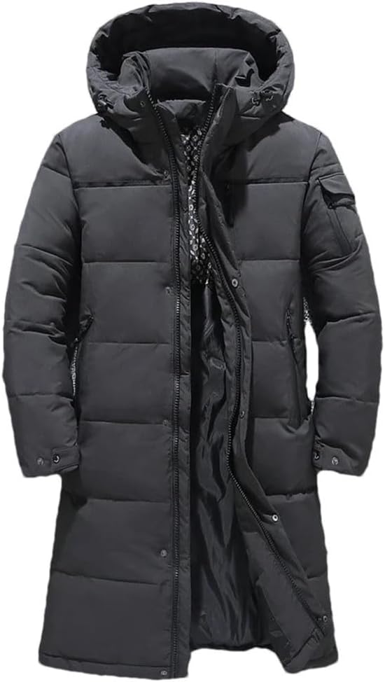 Haitpant Winter Men's Down Jacket Thick Thermal Windproof Long Parka Coat White Duck Down Hooded Jacket