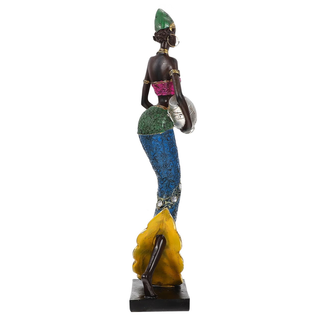 Figurine dame africaine verte ornement intérieur design