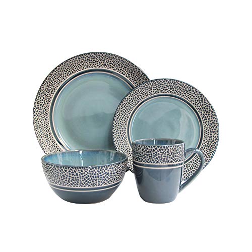 American Atelier Mosaic Blue Round Dinnerware Set – 16-Piece Stoneware Dinner Party Collection W/ 4 Dinner Plates, 4 Salad Plates, 4 Bowls & 4 Mugs – Unique Gift Idea For Any Special Occasion #TOP27