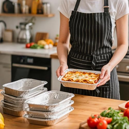 BTSD-home 50 Stück Aluschalen Grillschalen Auflaufform mit Deckel Aluminium Schalen 850 ml Aluminiumfolie Schalen Behälter für Backen, Braten, Kochen
