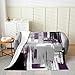 Abstract Bedding All Season,Bed Blanket Set Kids Modern Abstract Art Plush Throw Blanket, Purple Grey Black Flannel Fleece Blanket Set for Sofa Couch Room Decor Lightweight Retro Queen 90