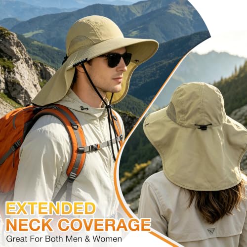 Image of Solaris Sun Hat with Neck Flap, UPF 50 Sun Protection Lightweight Sun Cap for Men Women, Wide Brim Hat for Fishing Hiking