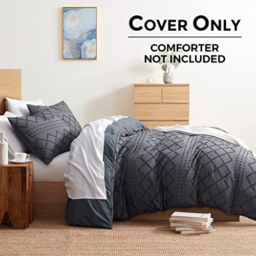 Image of Nestl Boho Bedding Sets & Collections - Boho Duvet Cover Twin, 2 Piece Twin Duvet Cover Set, Double Brushed Grey Duvet Cover with Zipper Closure, 1 Duvet Set 68x90 inches and 1 Pillow Sham