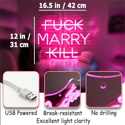 Image of Pink Neon Sign Led Neon Lights Signs for Wall Decor USB Powered Led Signs for Room Decoration-Marry