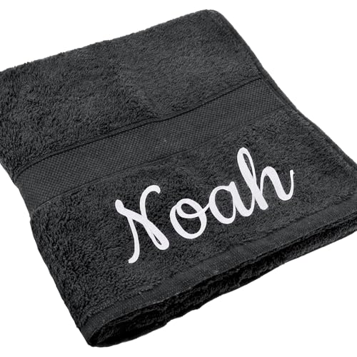 Deitert Handtuch Juist mit Namen oder Wunschtext Bestickt personalisiertes Duschtuch individuelles Badetuch 100% Baumwolle 30 x 50 cm anthrazit