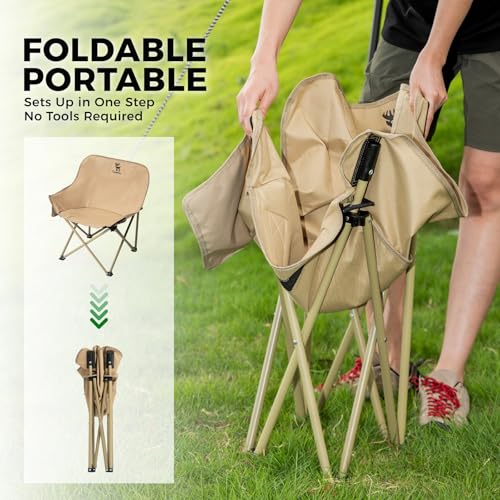 Silla plegable de camping QUNATURE con asiento ancho de 60cm, soporte lumbar y bolsa de almacenamiento, negra miniatura 5