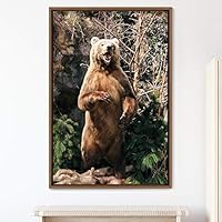 Framed Canvas Wall Art Bear Animals Bear Expressive Living Room Multicolor Photography Tropical - 16x24 inches