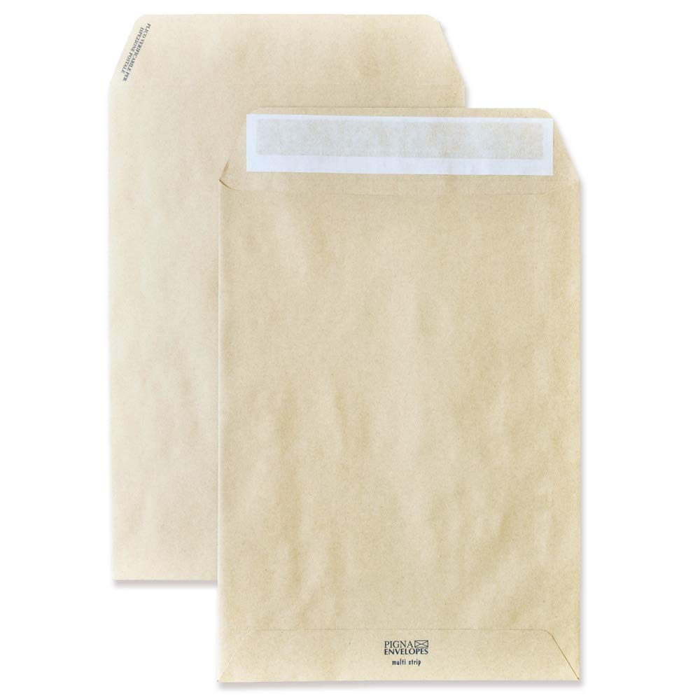 Multi S0655116 500 Buste a Sacco Piatto Strip, F.To 190 X 260 in Carta Kraft Avana Riciclata Fsc 100 G