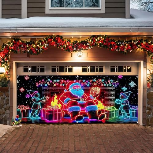 Housse de garage lumineuse LED Noël décorative et imperméable pour extérieur