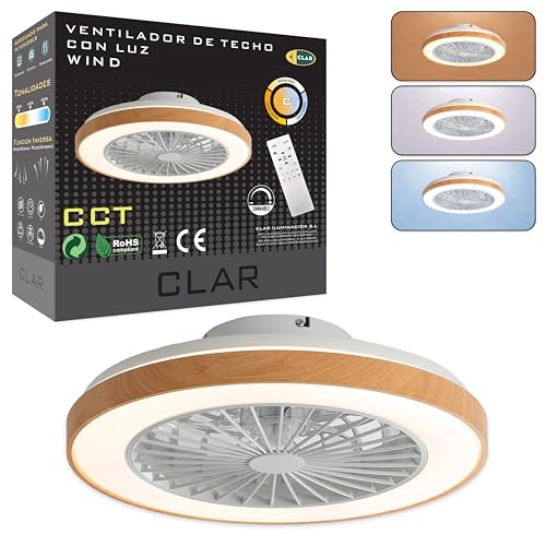 CLAR Ventilador De Techo Con Luz, Ventilador De Techo Con Luz Silencioso, Silencioso Con Mando, Ceiling Fan With Light