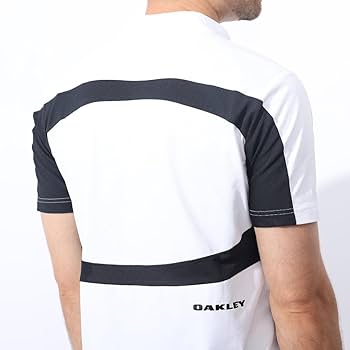 オークリー ゴルフ 半袖 モックネック ウェア ホワイト Mサイズ オークリー(OAKLEY) ゴルフウェア 半袖シャツ ビックロゴ半袖