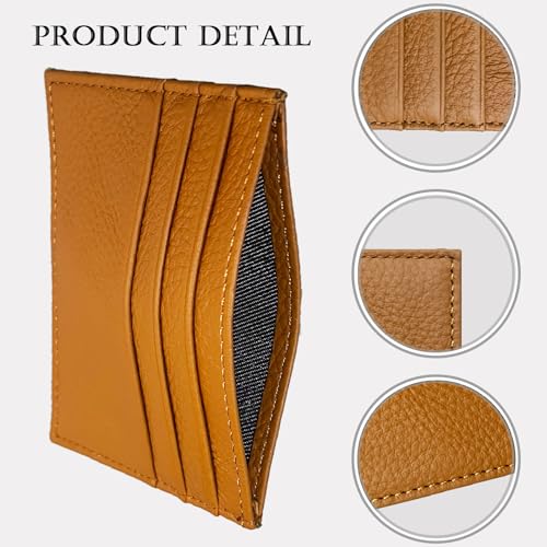 Image of WOXVM Credit Card Holder Wallet RFID Blocking Slim Credit Card Cases Holder Premium Leather Minimalist Front Pocket Small Wallet with 6 Card Slots and 1 Pockets for Men Women (Brown)