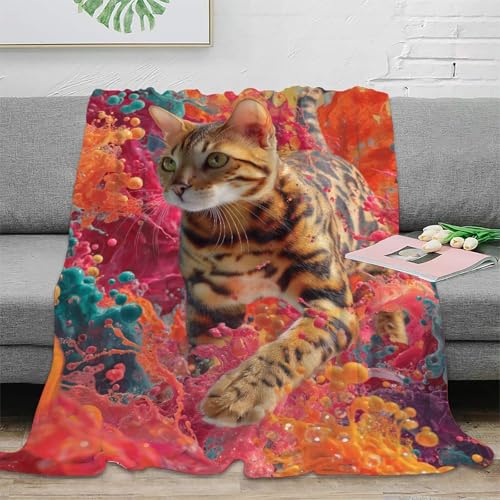 Couverture microfibre chat mignon 3D idée cadeau plaid polaire douceur