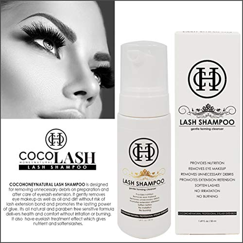 Eyelash Extension Shampoo & Brush 50Ml Made In Korea | Cocohoney | Eyelid Foaming Cleanser | Wash For Extensions And Natural Lashes | Paraben & Sulfate Free | Remove Eye Makeup Oil Dust #TOP1