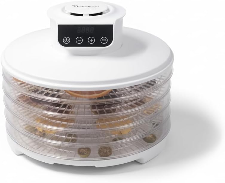 Food Dehydrator FD906 – 5 Tray Adjustable, BPA-Free – 4-Hour Quick Drying, Even Heat, Easy Temp Control – Fruit, Veggie, Meat Jerky Maker (Black)