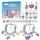 Calendario de Adviento 2024, calendario de cuenta regresiva de 24 días, calendario de cuentas regresivas de Navidad, kit de fabricación de joyas, regalo, 21 abalorios, 2 pulseras, 1 collar para niñas,