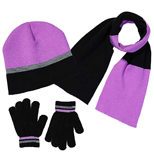 SWAK Girls Hat,Scarf & Glove Set-Kids Cold Weather Winter Accessories-Childrens 3 Pc Beanie Set-Big Girls Hat Scarves & Glove