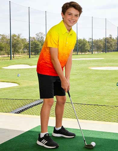 westwolf Boys Hawaiian Polo Shirt Golf Clothes Orange Gradient 7-8 Years - image 4