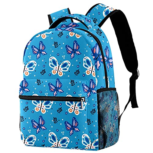 Sac à dos voyage campus papillons bleus pour l'école