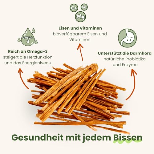 Naturbiss 100% naturliche Hundeleckerli - Kauspaghetti Rinderdarm Kausticks 150g - Barf Leckerli - Monoprotein, fettarm und proteinreich - ohne Zusätze, Seniore & Welpen - Trockenbarf für Hund