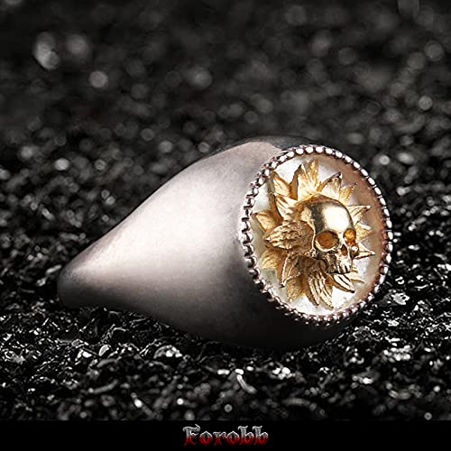 Image of Skull Ring 925 Sterling Silver Handcrafted Gothic Rock Punk Diablo Vintage Cocktail Party Biker Retro [Sunflower 60029] - Ring Size 9