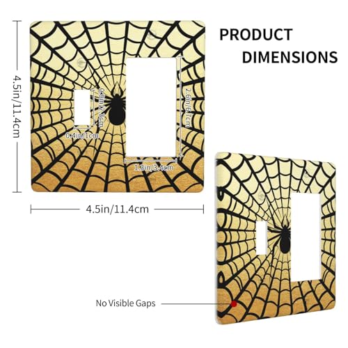 Decorative Outlet Covers Black Spider Spiderweb on Golden Background 2 Gang Outlet Cover Wall Plate Single Toggle Rocker Light Switch Cover Plate Switch Plate Covers for Home Decor