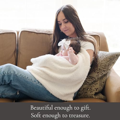 Image of Saranoni Bamboni Luxury Baby Blanket | Cozy & Soft Plush Receiving Blankets | Perfect for Girls & Infant Baby Boy Blankets | Ivory - 30 inch x 40 inch
