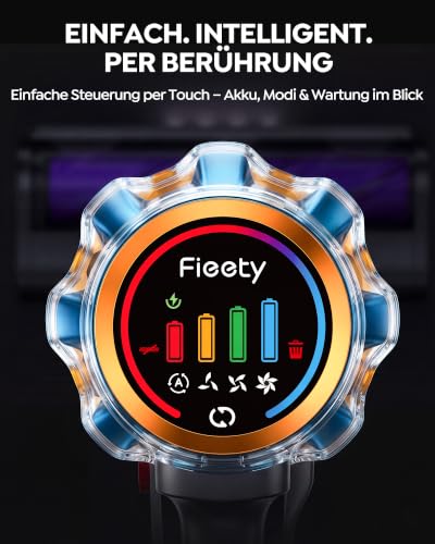 Fieety Akku Staubsauger 55KPa/650W/80Min, 1,8L Staubsauger Kabellos mit Automatikmodus, 1,5M Schlauch, Wandladestation, Duftfunktion… – Ansicht 5