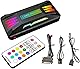 KLLsmDesign PWM-Lüftertemperaturregler-Integrator, Fernbedienungscomputer-RGB-Lichtadapter, 8 * 4-polige Lüfterdrehzahlregler-Anschlüsse, 10 * 5 V 3-polige A-RGB-Anschlüsse mit Magnet (schwarz)